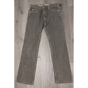 RVCA VA Stretch Denim Jeans Mens 31x32 Brown Straight Leg Skate Surf